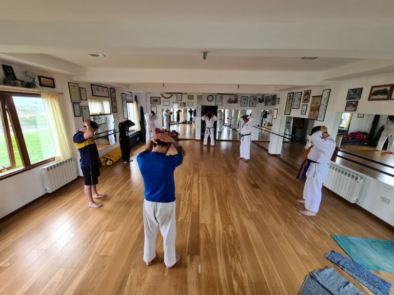 Practicando en el Dojo O Sensei Isamu Arakaki, en Ushuaia